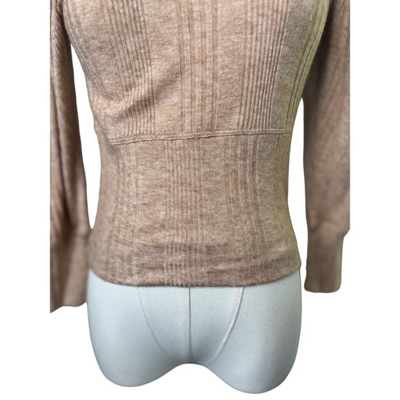 2/$30 NWT Band Of The Free XS Tan Ribbed Long Pleated Sleeve Sweater - Picture 5 of 11